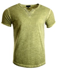 T-Shirt Herren mit V-Ausschnitt und Knopfleiste aus 100% Baumwolle Slim Fit NEU