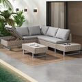 Polyrattan Gartenmöbel Set Lounge Sofa Terrassenmöbel Sitzecke Sitzgruppe khaki