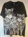 Vintage Wolf Shirt Einzelstich 1993 doppelseitig schwarz Herren XL Tier Natur