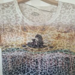 Malvin T Shirt Hingucker TOP Leo Print 40 42 Glitzer Luxus