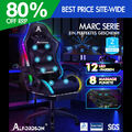 ALFORDSON Gaming Stuhl mit 8-Punkt Massage 12 Farben RGB LED-Licht Schwarz