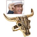 Büffelkopf Ring / Cowboy Ranger Ami Dallas Casino USA Karneval Kostüm Schmuck