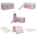 Hochbett Kinder 90x200 cm Rutsche Matratze Stockbett Kinderbett Rosa Homestyle4u