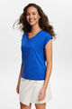 ESPRIT 044EE1K310 Shirt kurzarm Baumwolle V-Ausschnitt Basic Nahtdetails hl blau