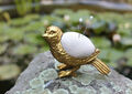 Vogel mit Nadelkissen gold messing Shabby Vintage Nähen Stecknadel Kissen DIY