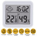 Klein Modern Thermometer Slim Hygrometer Luftfeuchtigkeit Temperatur Uhrzeit LCD