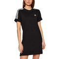 Adidas Originals Damen Adicolor klassisch aufrollärmeliges T-Shirt Kleid - schwarz