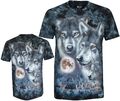 T-Shirt Krawatte Dye Wolves and the Moon Wolf Pack Mountains Glow in the Dark von Wild
