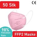 50x FFP2 Maske Pink  Mundschutz Atemschutz 5-lagig zertifiziert CE