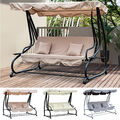 Hollywoodschaukel 3-Sitzer Gartenschaukel mit Dach Liegefunktion Stahl 2 Farben