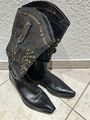 Western Boots Cowboy Stiefel echtes Leder Schwarz Gr. 39, gebraucht 