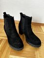 Damen Chelsea Boots schwarz Gr.38 Knöchelhoch Lederoptik 8cm Blockabsatz