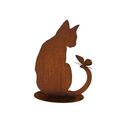 Rost Katze 43x30cm auf Platte Figur Rostdeko Edelrost Skulptur Tiere Garten Deko