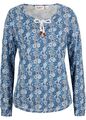 Neu Shirt Langarm Gr. 40/42 Blau Bedruckt Damenshirt Bluse Tunika