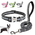 Personalisiert Hundehalsband und Leine Set Reflektierend Nylon Halsband mit Name