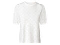 esmara® Damen T-Shirt mit modischer Lochstickerei (weiß, XS (32/34)) - B-Ware