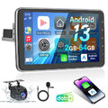 64GB 10,1" Android 13 DAB+ Autoradio 1 DIN GPS Navi CarPlay Bluetooth USB WiFi