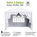 Pavillon 3x4 m Wasserdicht Partyzelt Gartenzelt mit 4 Seitenteilen und Fenstern