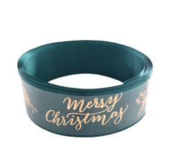 Frohe Weihnachten grün Rentiere Satinband Dekoration Geschenk 3m 25 mm Geschenkverpackung