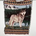 Vintage Natur Überwurfdecke Südwestliche Wölfe Wolf USA XL großer Wandteppich