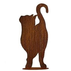 Rost Katze 46x22cm auf Platte Figur Rostdeko Edelrost Skulptur Tiere Garten Deko