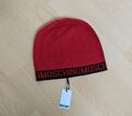 NEU Moschino Strickmütze One Size mit Wolle Und Kaschmir Dunkelrot