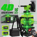 4D Laser Level 16 Line Grün Licht 360°Selbstnivellierend Kreuzlinienlaser 2*AKKU