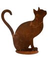 Rost Katze H 35cm auf Platte Figur Rostdeko Edelrost Skulptur Tiere Garten Deko