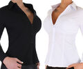 Damen Stretch Business Bluse Hemd Langarm tailliert Hemdbluse Businessbluse 