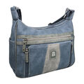 Damen Tasche Handtasche Umhängetasche Schultertasche 2 Fächer Modisch Blau Grau 