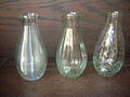 3er Set dekorative Flaschen Vasen Klarglas gemustert H 14 cm