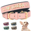 Personalisiertes Hundehalsband Leder mit Namen Strassbuchstaben Lederhalsband