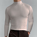 Sweatshirt Pullover Rollkragen Pulli Sweater Stretch Hemd Unifarben Herren Basic