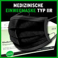 300 / 100 Medizinische OP Maske Typ IIR 2R  Mundschutz 3-lagig Einweg Schwarz 2