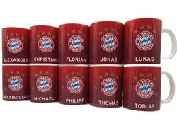 FC Bayern München Tasse „Namen“ - Kaffee Becher Pott Fanartikel FCB Fußball