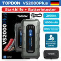TOPDON VS2000PLUS 2000A Starthilfe 12V Batterietester Auto KFZ Ladegerät Booster