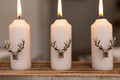 Weihnachtshirsch Kerzenstifte Silber Rentier 3-teiliges Set Wohnkultur Metall Weihnachtsgeweih