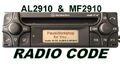 Radio Code Mercedes Benz Audio 10 Alpine 30 CD MF2910 AL2910 AL/MF2199 Becker