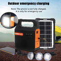 Tragbar Solarpanel Generator Powerstation Akuu Ladegerät mit 3 LED Licht Camping