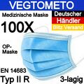 100x Medizinische Mundschutz Maske Type Chirurgische Atemschutzmaske OP-Maske