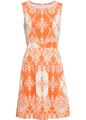 Kleid mit Print Gr. 32/34 Orange Weiß Cocktailkleid Kurzes Freizeitkleid Neu