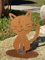 Edelrost Katze Kitty auf Bodenplatte 13 x 9 cm Garten Deko Tierfigur