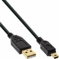 USB 2.0 Mini-Kabel Stecker A zu Mini-B Stecker vergoldet schwarz 30cm