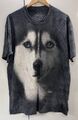 The Mountain - Husky T-SHIRT Krawatte-Färbung grau sibirischer Hund Haustier Kunst Größe L