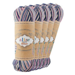 5 x 100g Sockenwolle Alize Superwash Artisan 75% Wolle Strickwolle Häkelgarn