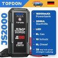TOPDON JS2000 2000A Starthilfe Auto Powerbank KFZ Booster Starthilfekabel Truck