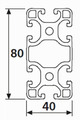 Konstruktionsprofil, Nutprofil, Alu Profil 80X40, Nut 8 (von 1,3 bis 2 Meter)