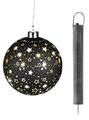 LED-Glaskugel zum Hängen mit Timer Weihnachtsdeko Fensterdeko schwarz gold 12cm