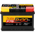Autobatterie Starterbatterie Panther Black Edition +30%  12V 75Ah 750A P+75