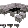 XXL Polyrattan Sitzgruppe Lounge Set Eck Sofa Gartenmöbel Garten Garnitur Möbel